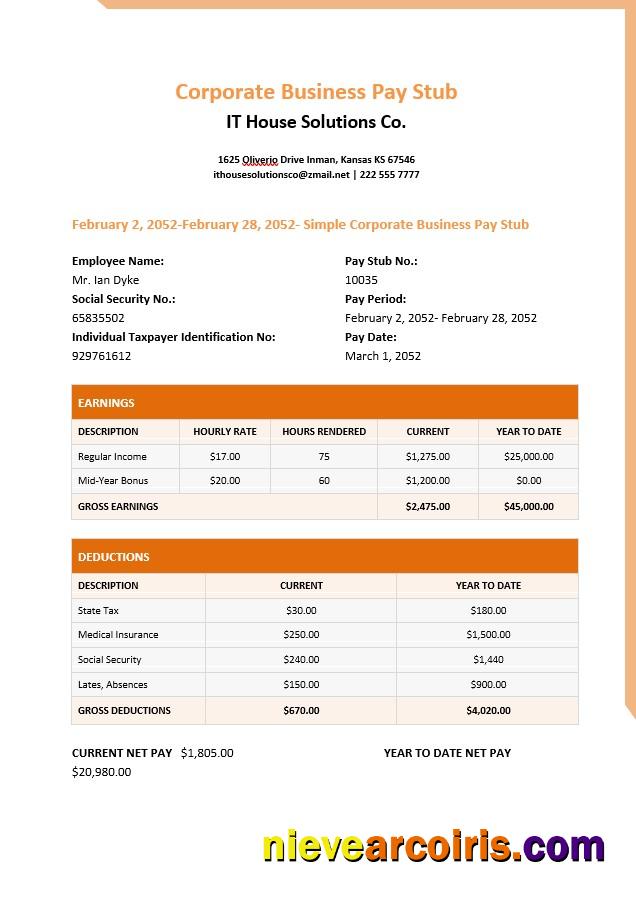 IT house solutions Co. pay stub